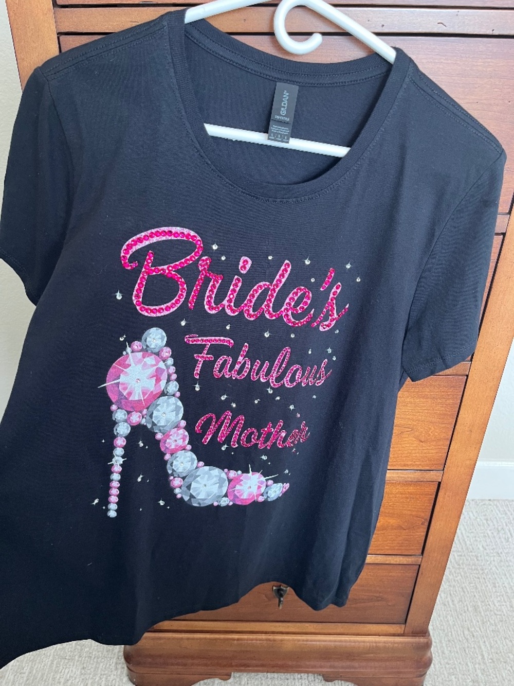 Bride’s Fabulous Mother Rhinestone T-Shirt Black L – Custom Sparkle